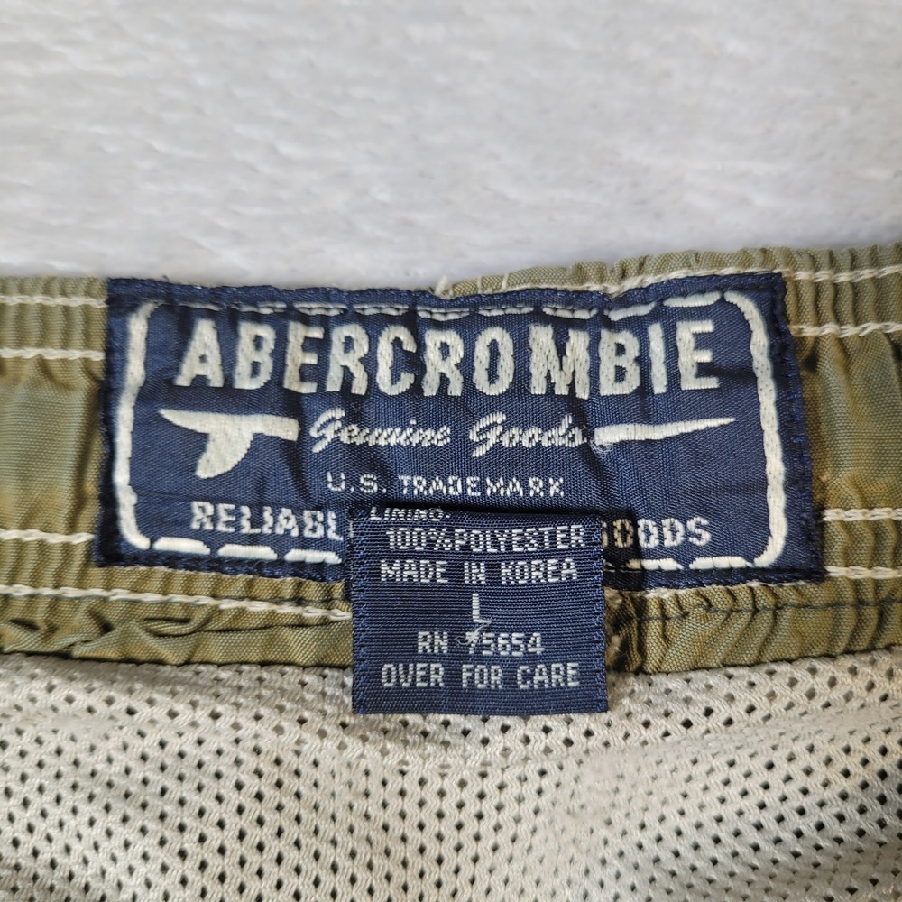 Vintage Abercrombie Swim Trunks Mens L Olive Green Cargo Side Stripe Board Short - Picture 6 of 15